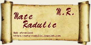 Mate Radulić vizit kartica